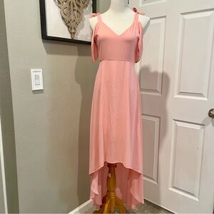 Express • Cold Shoulder High Low Light Pink Maxi Dress Holiday New Years Eve